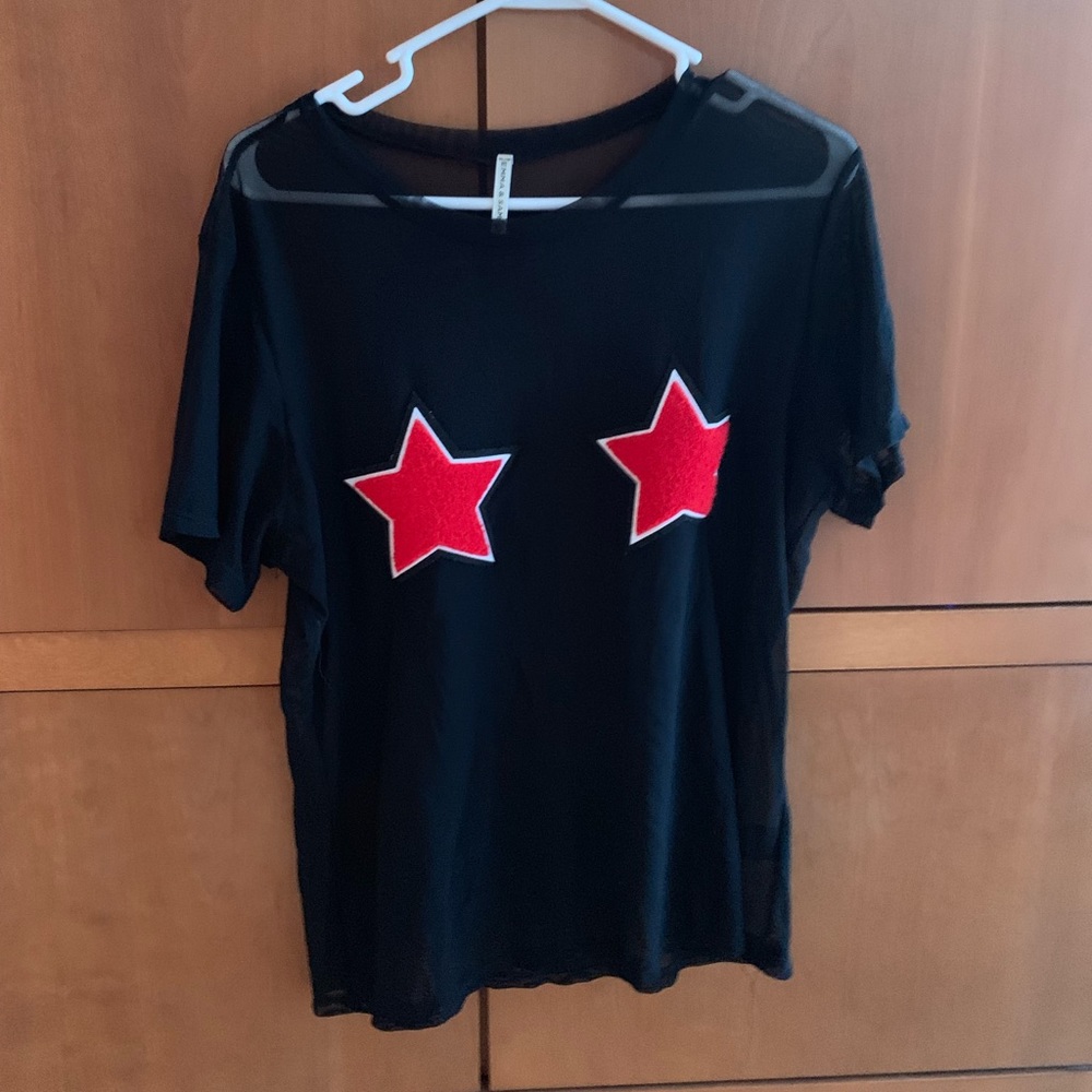 LF sheer star boob shirt